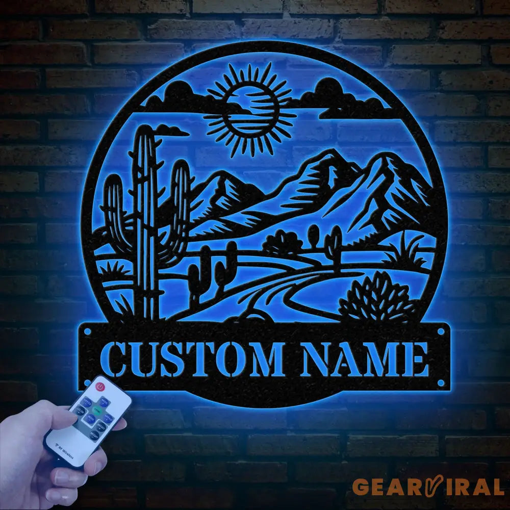Custom Cactus Metal Sign with LED Lights Personalized Cactus Name Wall Art Metal Cactus Decor & Gifts for Cactus Lovers