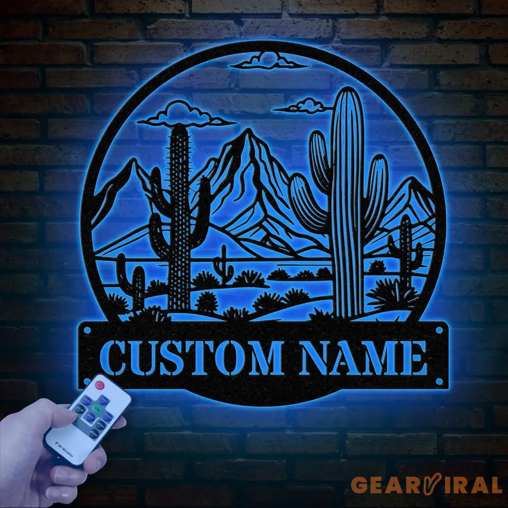 Custom Cactus Metal Sign with LED Lights Personalized Cactus Name Wall Art Metal Cactus Decor & Gifts for Cactus Lovers