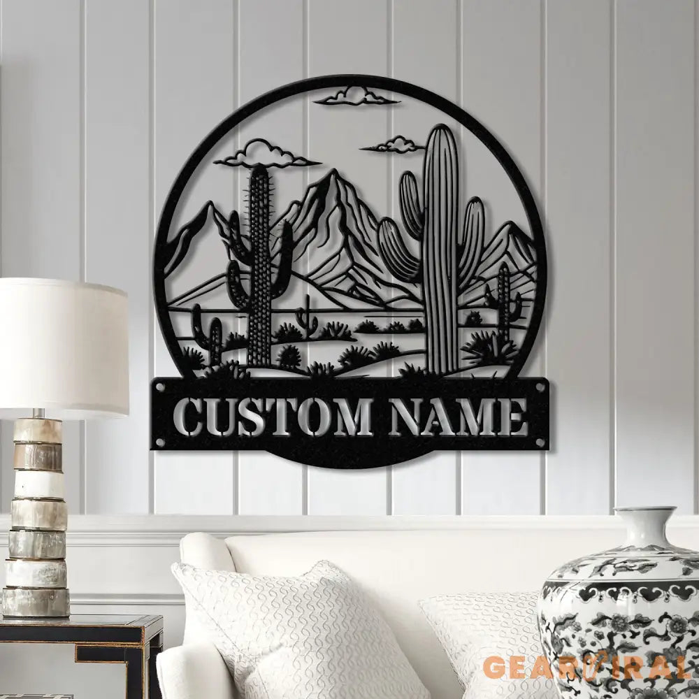 Custom Cactus Metal Sign with LED Lights Personalized Cactus Name Wall Art Metal Cactus Decor & Gifts for Cactus Lovers