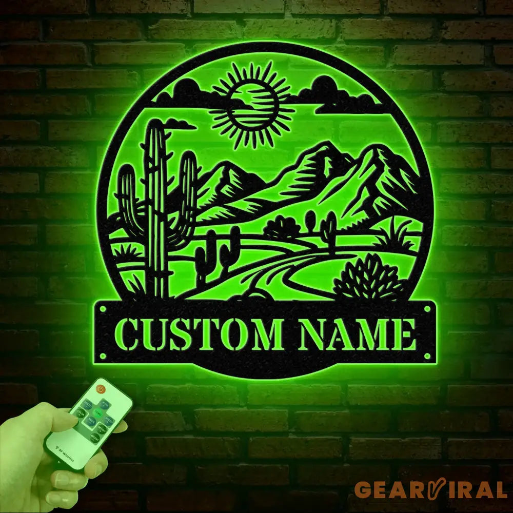 Custom Cactus Metal Sign with LED Lights Personalized Cactus Name Wall Art Metal Cactus Decor & Gifts for Cactus Lovers