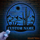 Custom Cactus Metal Sign with LED Lights Personalized Cactus Name Wall Art Metal Cactus Decor & Gifts for Cactus Lovers