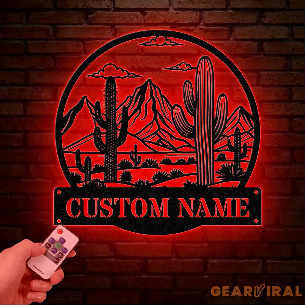 Custom Cactus Metal Sign with LED Lights Personalized Cactus Name Wall Art Metal Cactus Decor & Gifts for Cactus Lovers