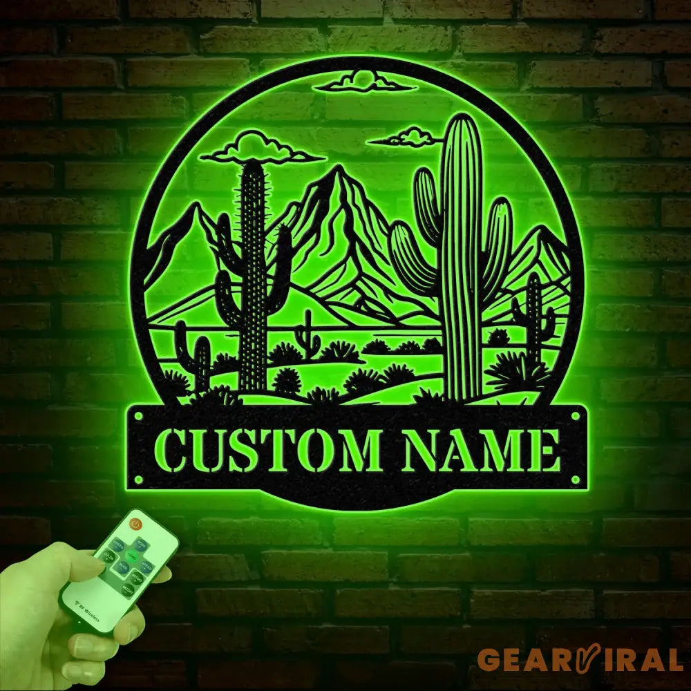 Custom Cactus Metal Sign with LED Lights Personalized Cactus Name Wall Art Metal Cactus Decor & Gifts for Cactus Lovers