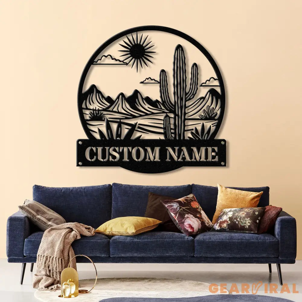 Custom Cactus Metal Sign with LED Lights Personalized Cactus Name Wall Art Metal Cactus Decor & Gifts for Cactus Lovers