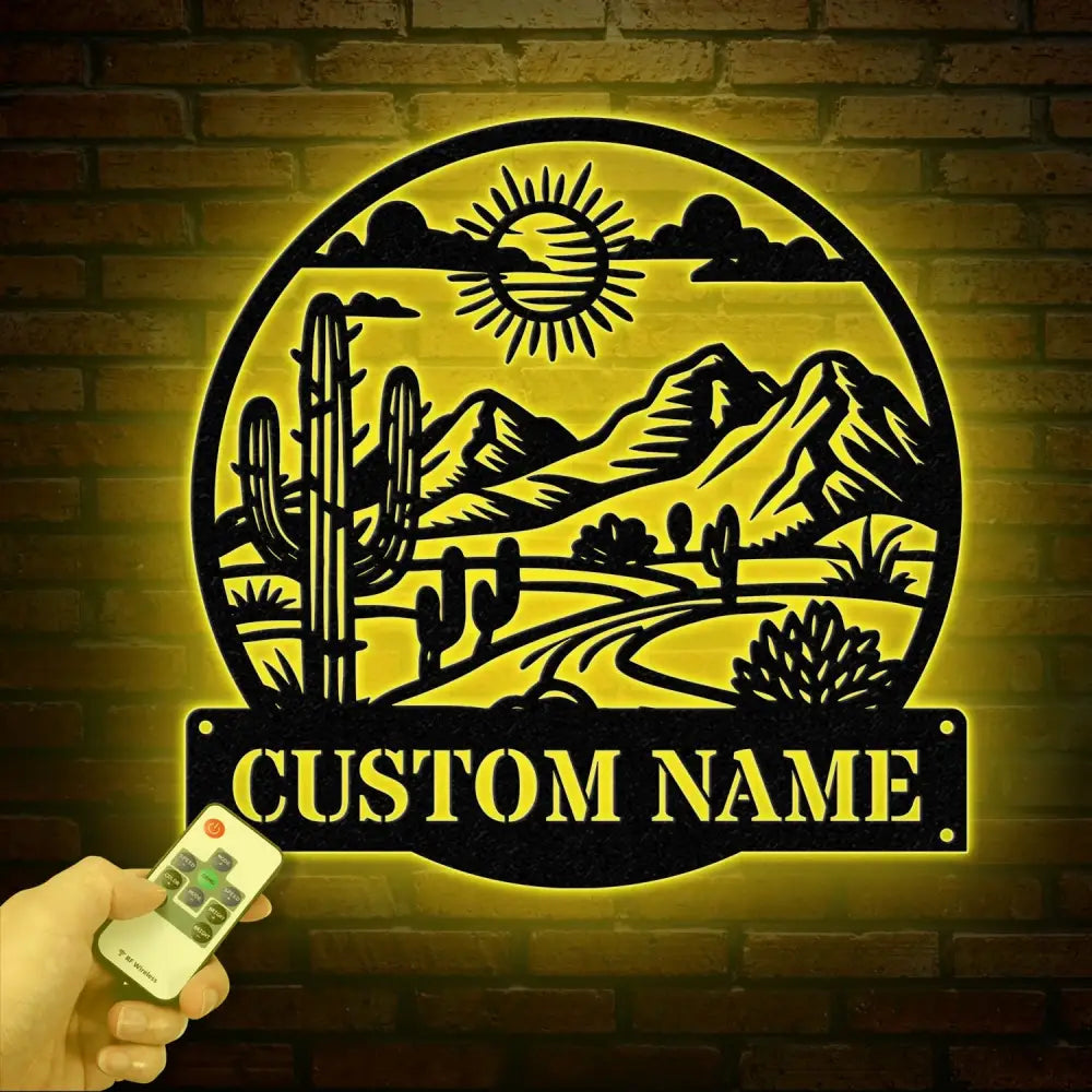 Custom Cactus Metal Sign with LED Lights Personalized Cactus Name Wall Art Metal Cactus Decor & Gifts for Cactus Lovers