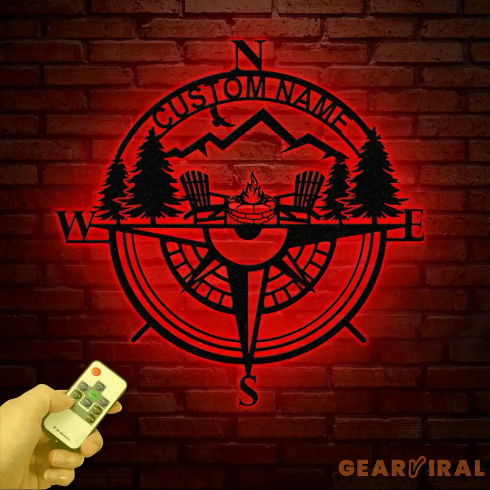 Custom Campfire Metal Outdoor Sign Personalized Camping Decor Fire Pit Sign Cabin Compass Sign Unique Camper Gift for