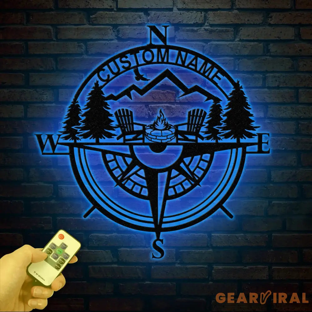 Custom Campfire Metal Outdoor Sign Personalized Camping Decor Fire Pit Sign Cabin Compass Sign Unique Camper Gift for