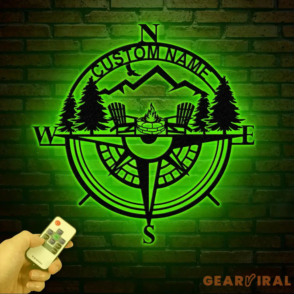 Custom Campfire Metal Outdoor Sign Personalized Camping Decor Fire Pit Sign Cabin Compass Sign Unique Camper Gift for