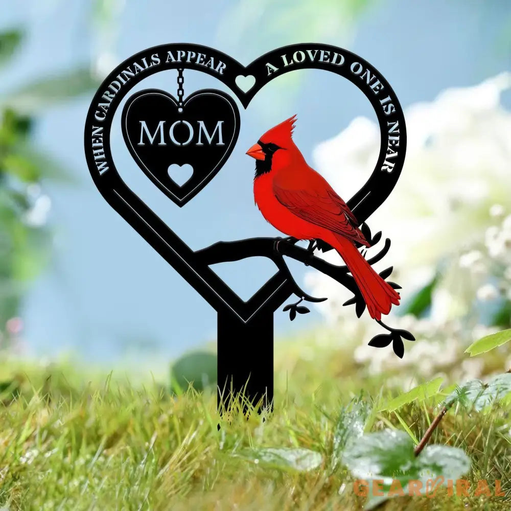 Custom Cardinal Garden Memorial Stakes Personalized Memorial Stake Metal Cardinals Appear Grave Marker Remembrance