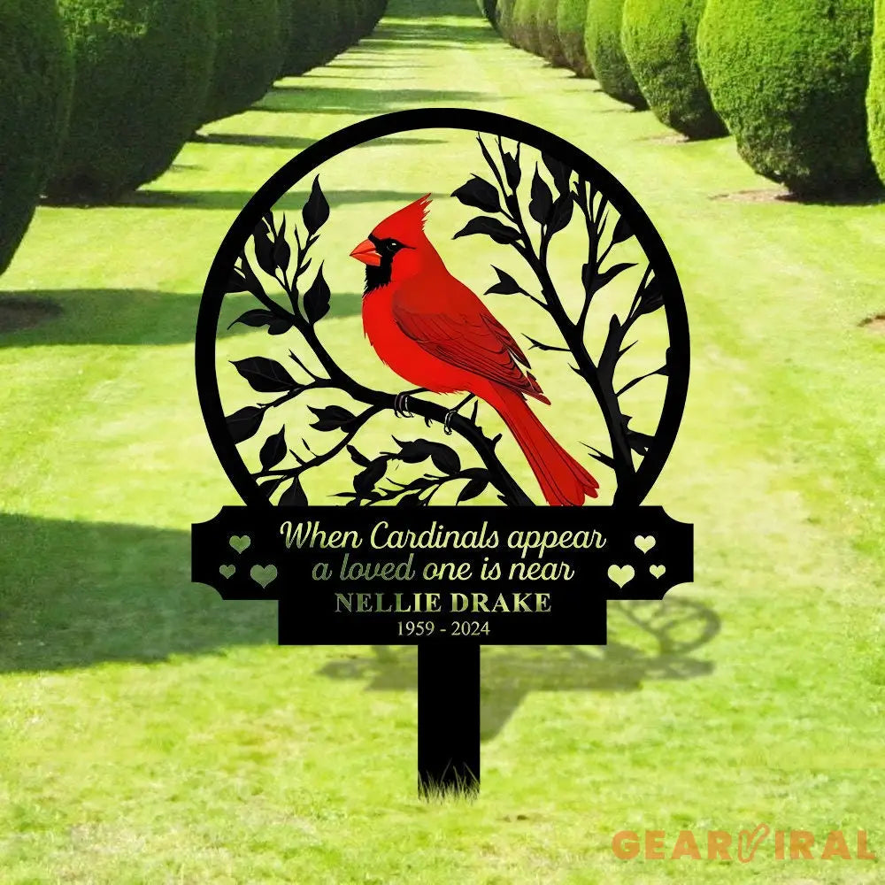 Custom Cardinal Memorial Stake Metal Cardinal Garden Stakes Cardinals Appear Grave Marker Remembrance Stake Garden