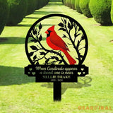 Custom Cardinal Memorial Stake Metal Cardinal Garden Stakes Cardinals Appear Grave Marker Remembrance Stake Garden