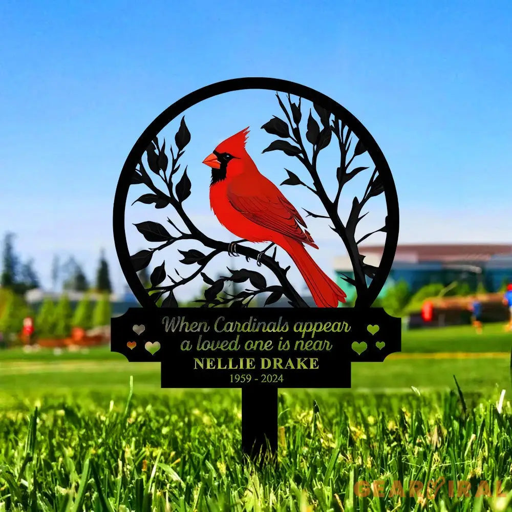 Custom Cardinal Memorial Stake Metal Cardinal Garden Stakes Cardinals Appear Grave Marker Remembrance Stake Garden