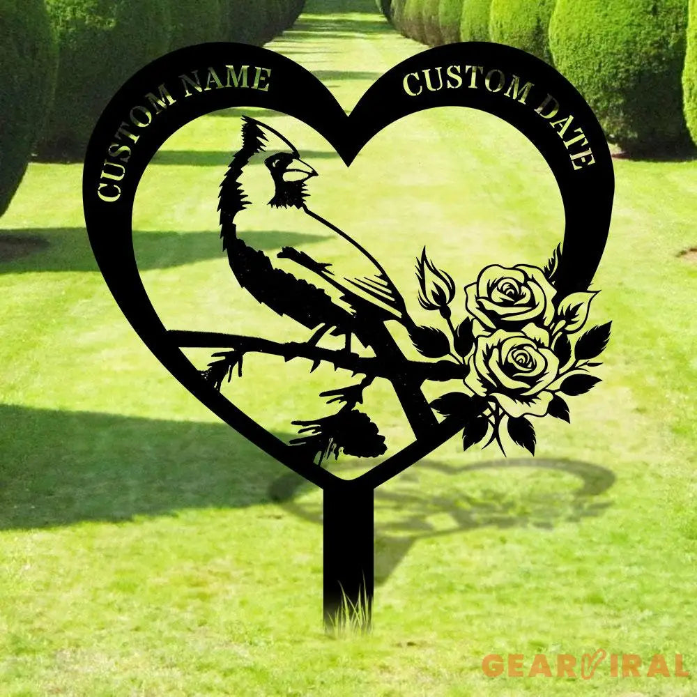 Custom Cardinal Stake Metal Sign Memorial Plaque Buffterfly Grave Marker Personalized Garden Sign Remembrance Stake