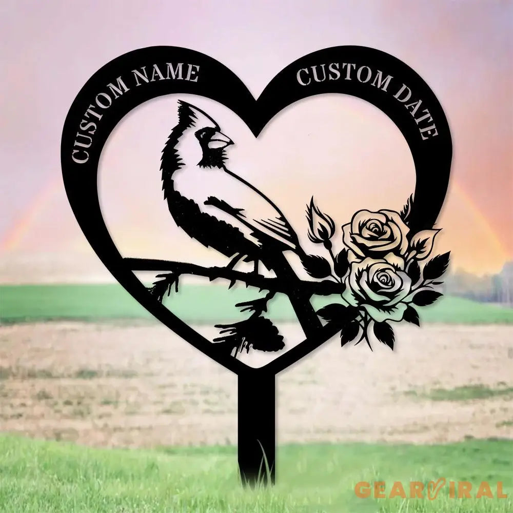 Custom Cardinal Stake Metal Sign Memorial Plaque Buffterfly Grave Marker Personalized Garden Sign Remembrance Stake