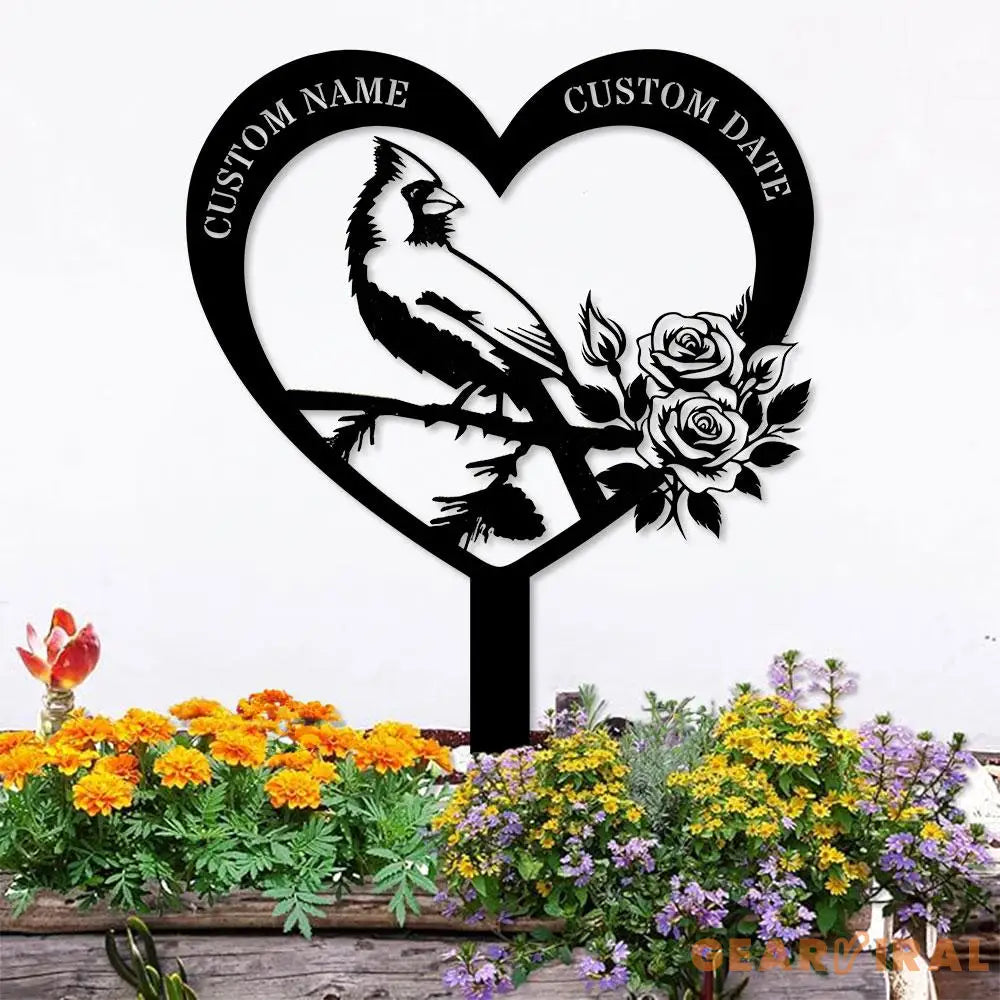 Custom Cardinal Stake Metal Sign Memorial Plaque Buffterfly Grave Marker Personalized Garden Sign Remembrance Stake