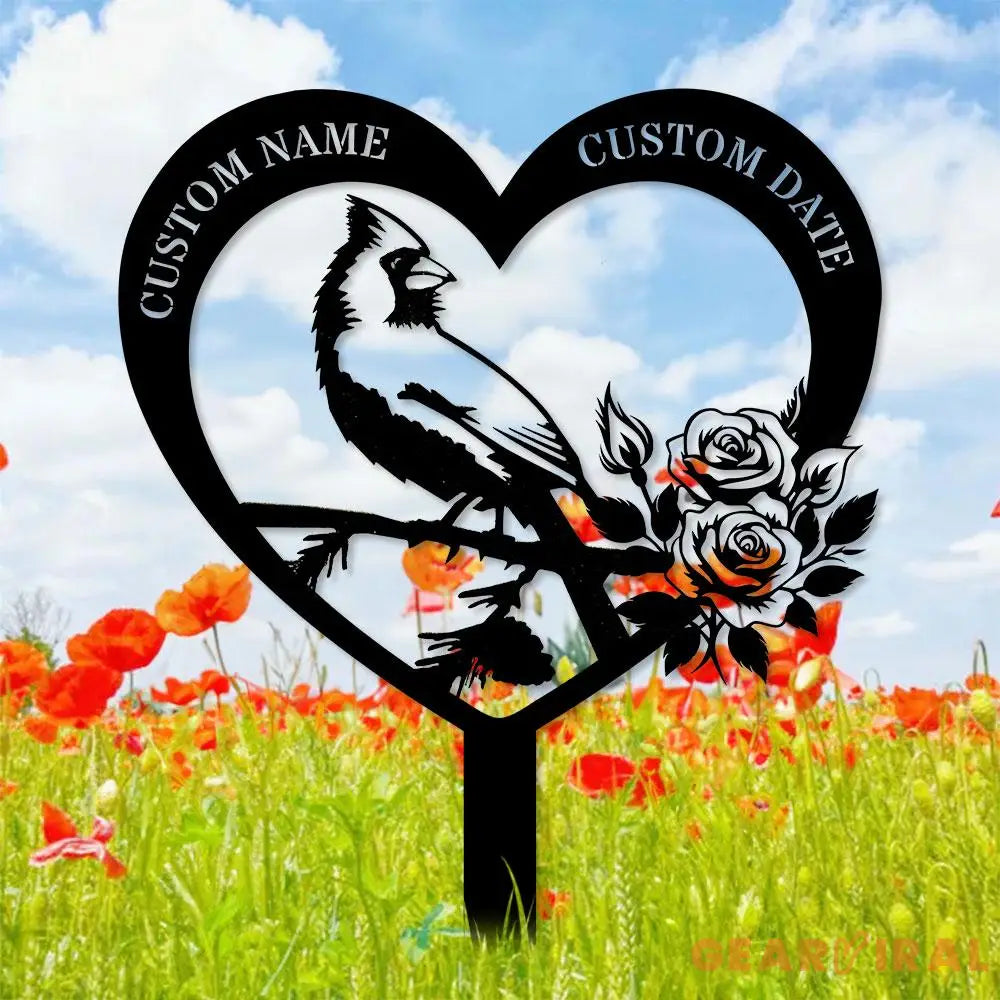 Custom Cardinal Stake Metal Sign Memorial Plaque Buffterfly Grave Marker Personalized Garden Sign Remembrance Stake