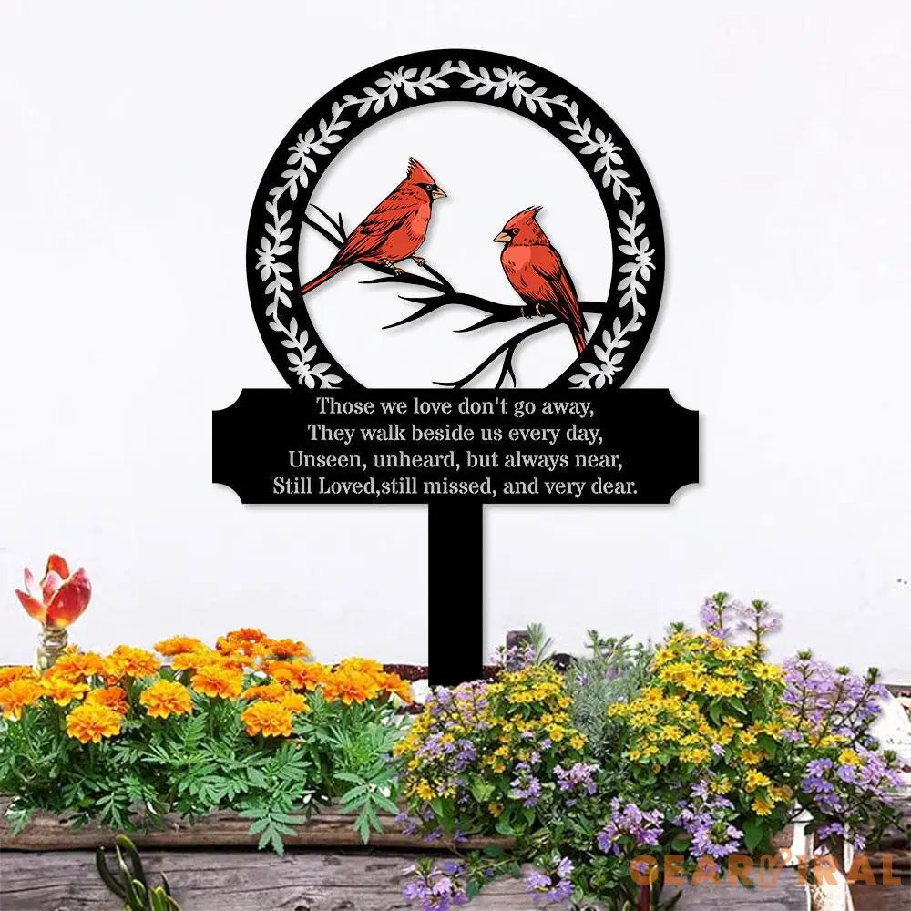 Custom Cardinal Stake Metal Sign Memorial Plaque Buffterfly Grave Marker Personalized Garden Sign Remembrance Stake