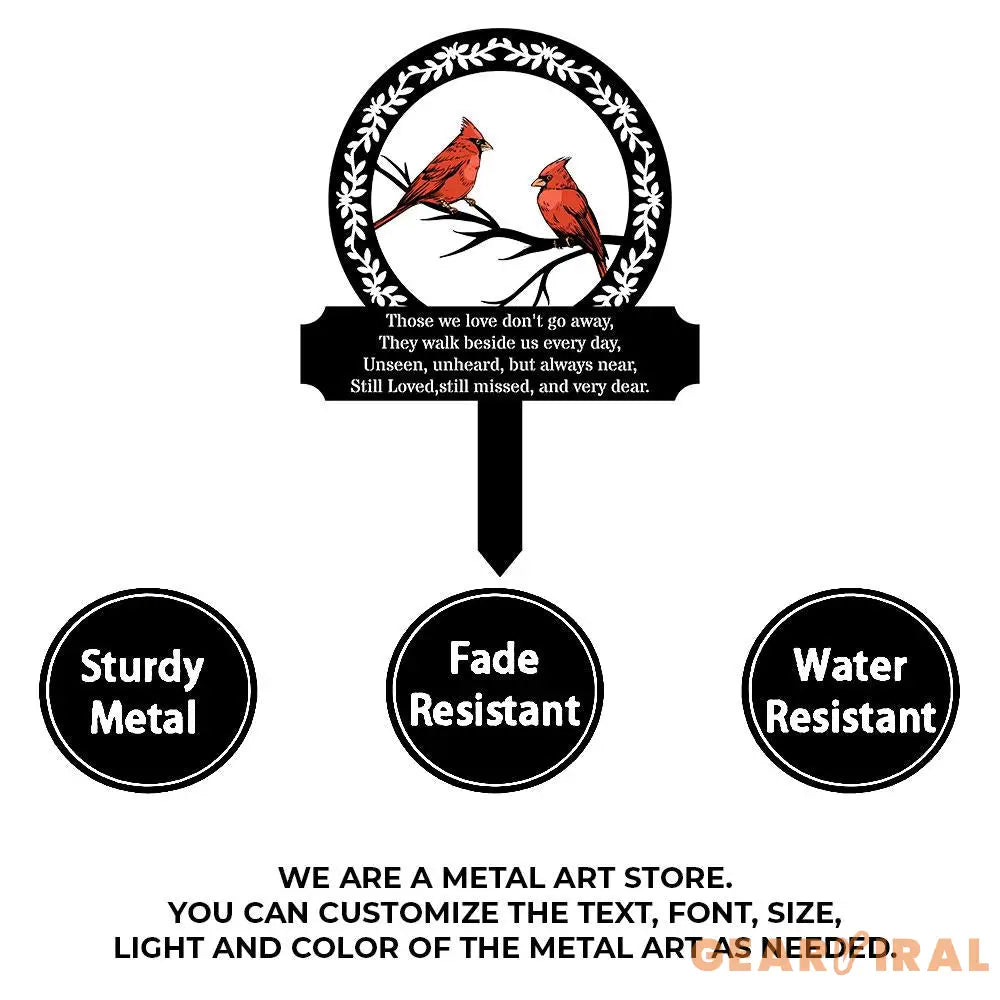 Custom Cardinal Stake Metal Sign Memorial Plaque Buffterfly Grave Marker Personalized Garden Sign Remembrance Stake