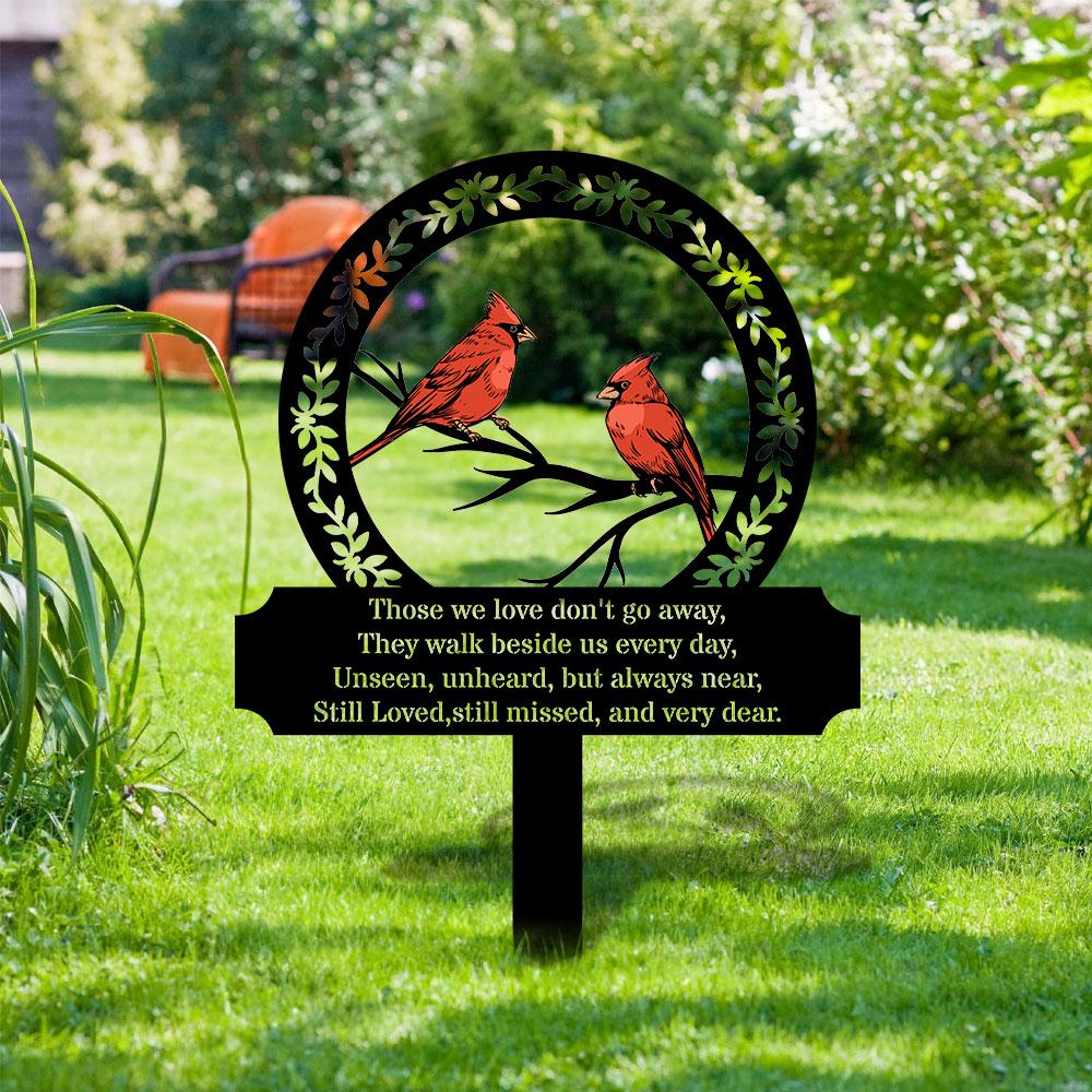 Custom Cardinal Stake Metal Sign, Memorial Plaque, Buffterfly Grave Marker, Personalized Garden Sign,  Remembrance Stake, Sympathy, Pet Loss