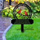 Custom Cardinal Stake Metal Sign, Memorial Plaque, Buffterfly Grave Marker, Personalized Garden Sign,  Remembrance Stake, Sympathy, Pet Loss