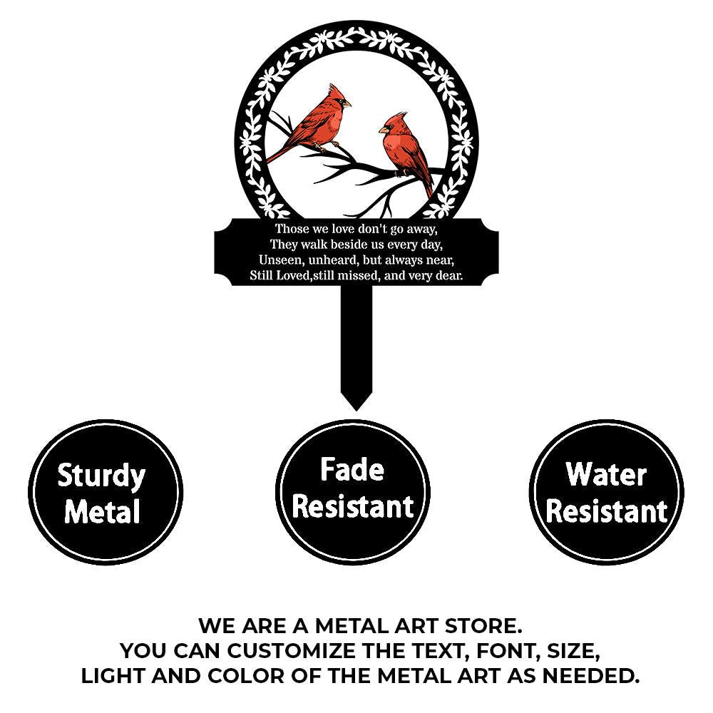 Custom Cardinal Stake Metal Sign, Memorial Plaque, Buffterfly Grave Marker, Personalized Garden Sign,  Remembrance Stake, Sympathy, Pet Loss