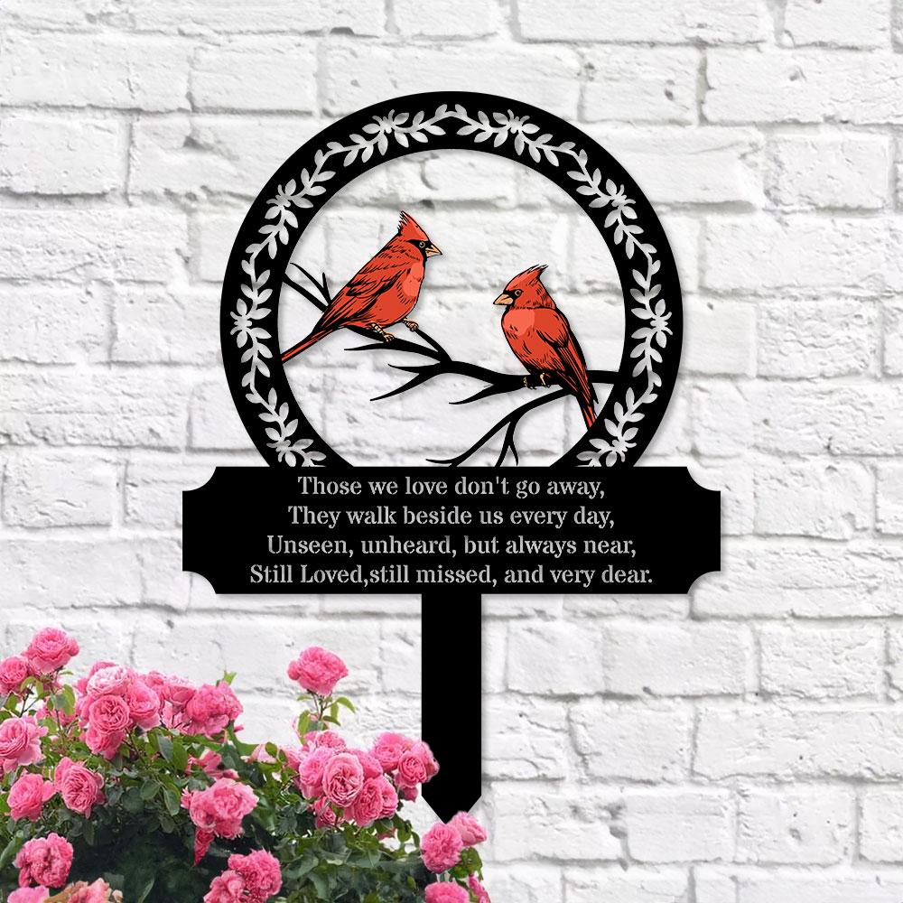 Custom Cardinal Stake Metal Sign, Memorial Plaque, Buffterfly Grave Marker, Personalized Garden Sign,  Remembrance Stake, Sympathy, Pet Loss