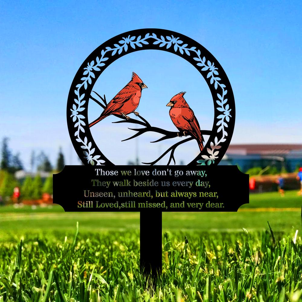 Custom Cardinal Stake Metal Sign, Memorial Plaque, Buffterfly Grave Marker, Personalized Garden Sign,  Remembrance Stake, Sympathy, Pet Loss