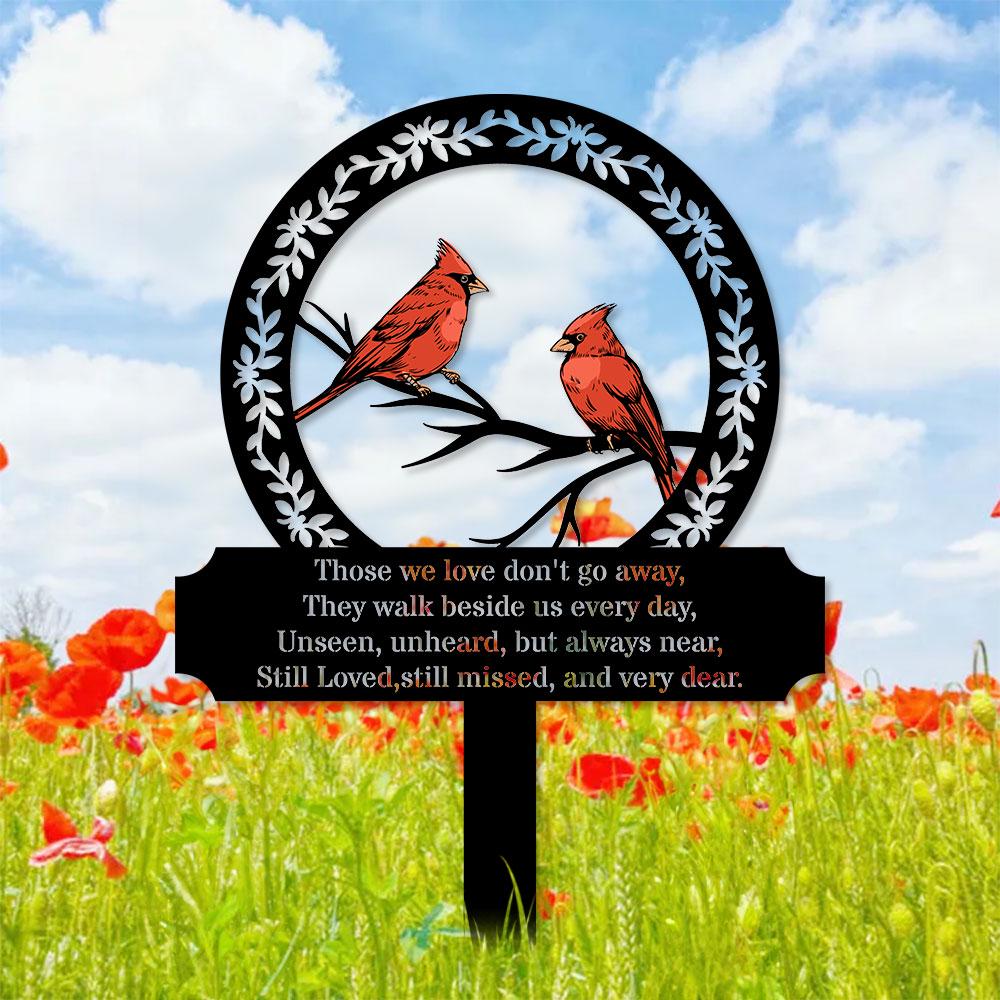 Custom Cardinal Stake Metal Sign, Memorial Plaque, Buffterfly Grave Marker, Personalized Garden Sign,  Remembrance Stake, Sympathy, Pet Loss