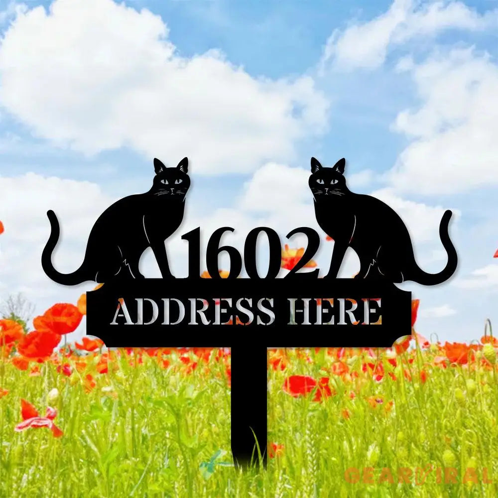 Custom Cat Breed Metal Sign Cat Address Plaque Cat Address Number Stake Personalized Cat Garden Sign Cat Address Metal