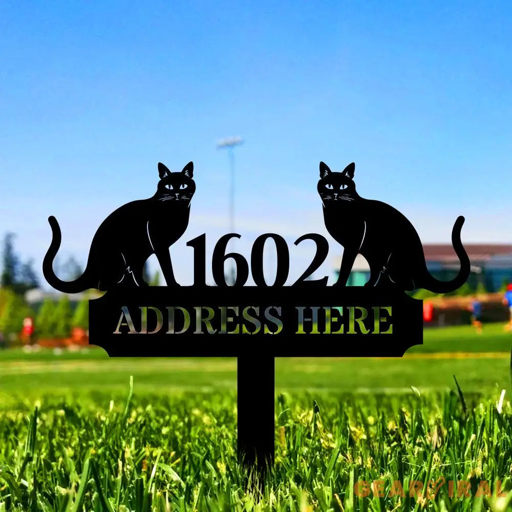Custom Cat Breed Metal Sign Cat Address Plaque Cat Address Number Stake Personalized Cat Garden Sign Cat Address Metal