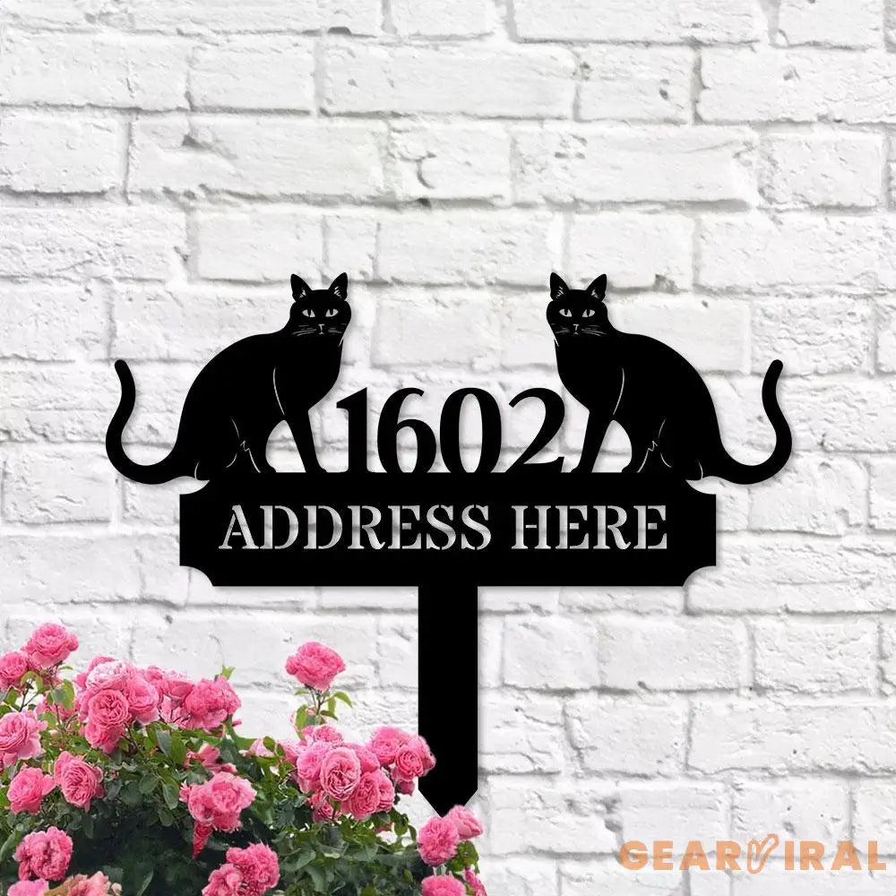 Custom Cat Breed Metal Sign Cat Address Plaque Cat Address Number Stake Personalized Cat Garden Sign Cat Address Metal