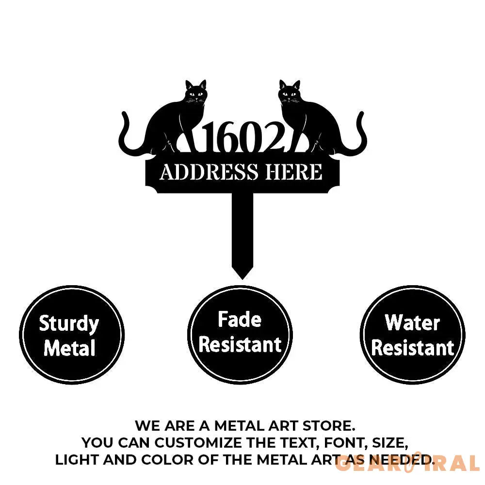 Custom Cat Breed Metal Sign Cat Address Plaque Cat Address Number Stake Personalized Cat Garden Sign Cat Address Metal