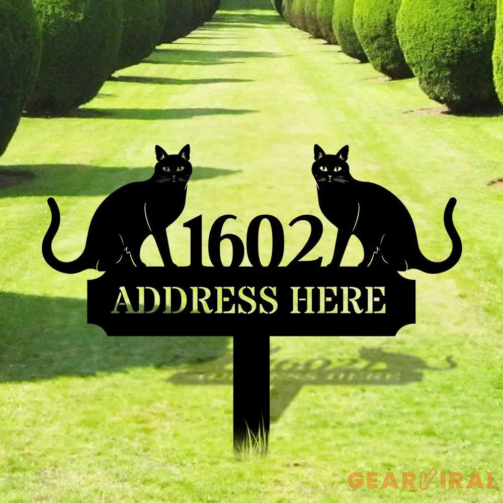 Custom Cat Breed Metal Sign Cat Address Plaque Cat Address Number Stake Personalized Cat Garden Sign Cat Address Metal