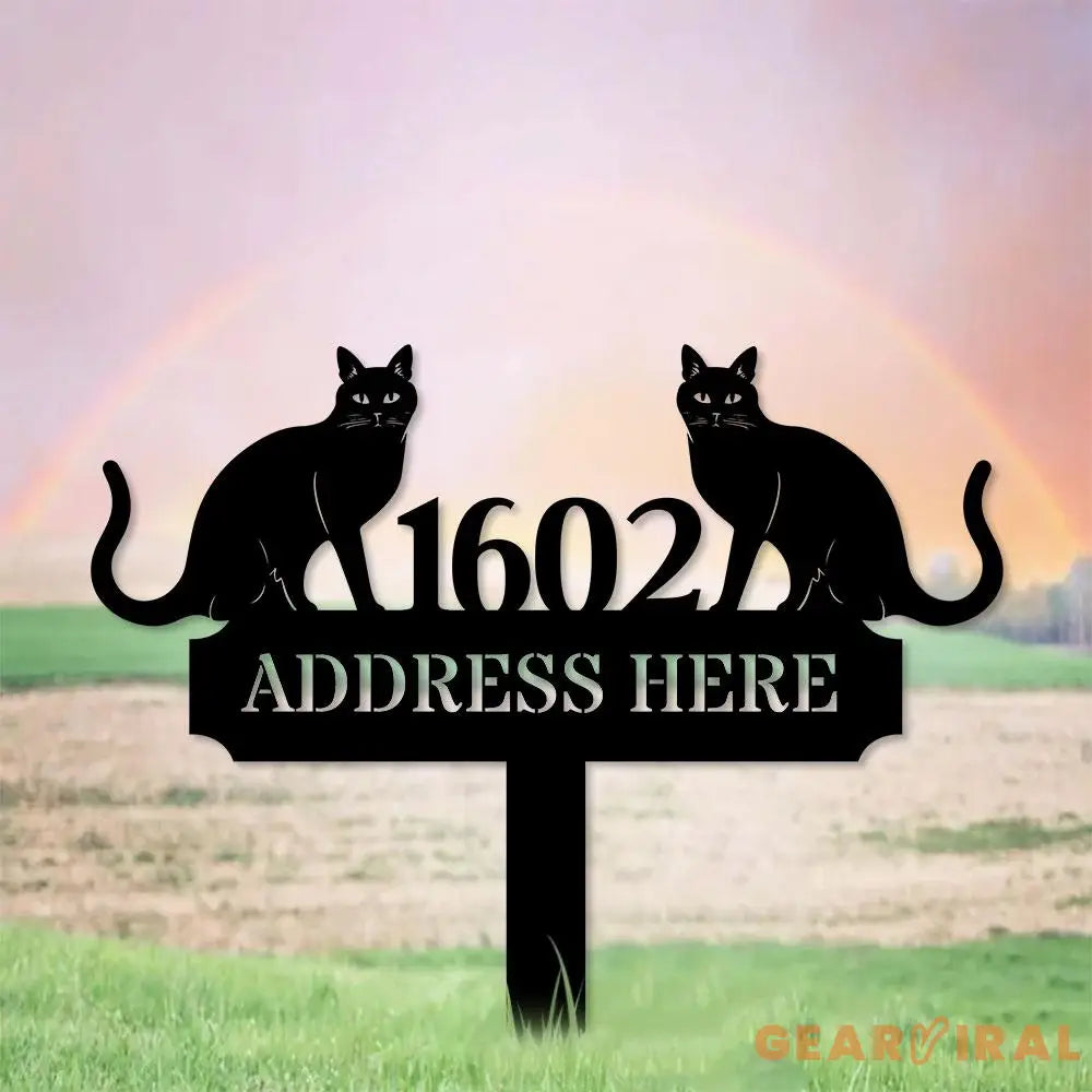 Custom Cat Breed Metal Sign Cat Address Plaque Cat Address Number Stake Personalized Cat Garden Sign Cat Address Metal