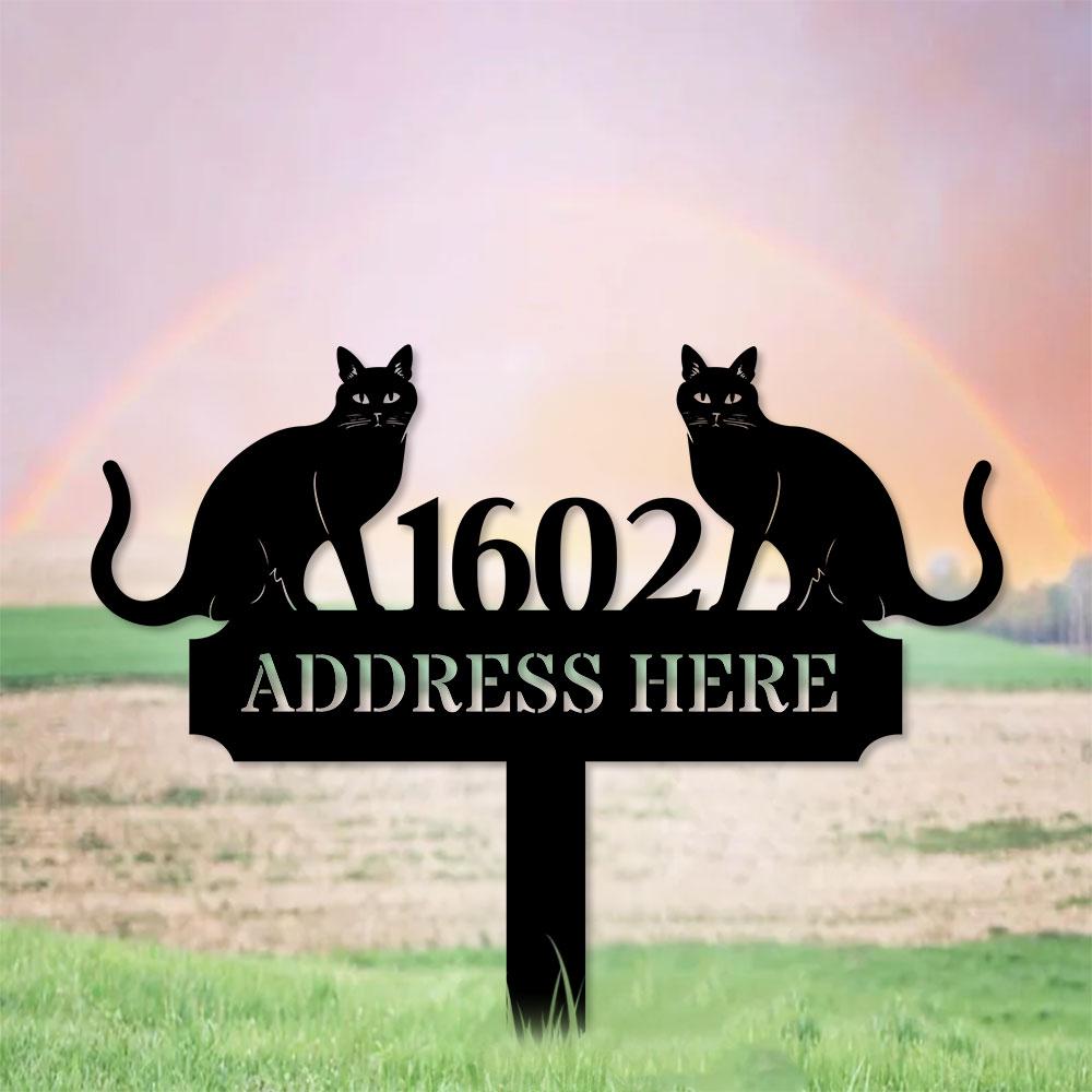Custom Cat Breed Metal Sign, Cat Address Plaque, Cat Address Number Stake, Personalized Cat Garden Sign, Cat Address Metal sign