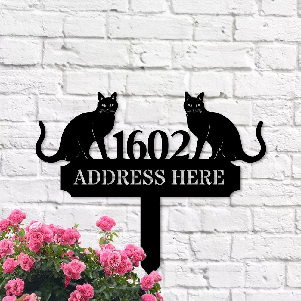 Custom Cat Breed Metal Sign, Cat Address Plaque, Cat Address Number Stake, Personalized Cat Garden Sign, Cat Address Metal sign