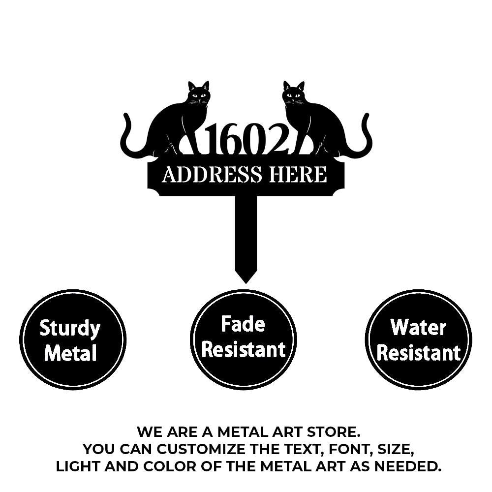 Custom Cat Breed Metal Sign, Cat Address Plaque, Cat Address Number Stake, Personalized Cat Garden Sign, Cat Address Metal sign