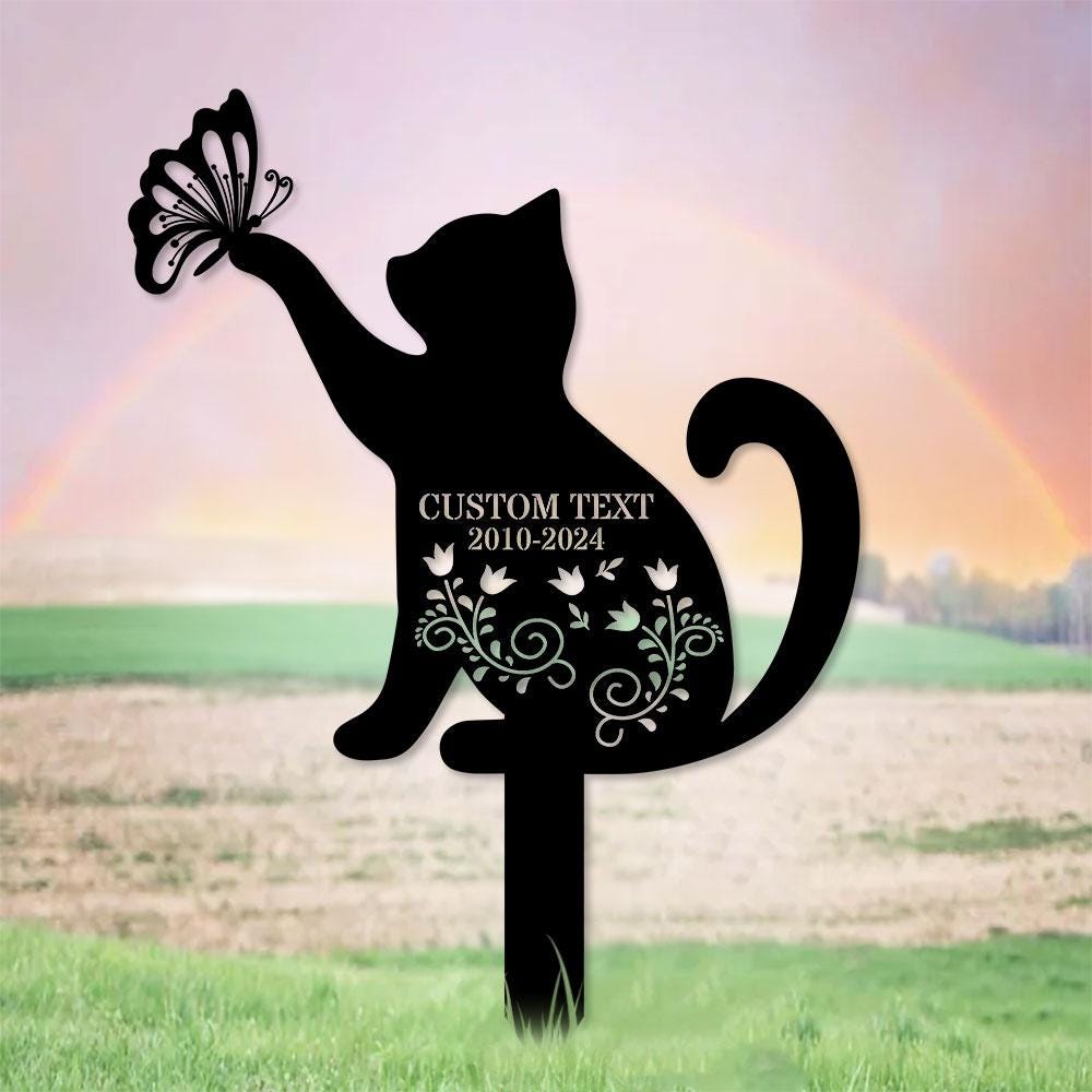 Custom Cat Breed Metal Sign, Cat Memorial Plaque, Cat Grave Marker, Personalized Cat Garden Sign, Pet Loss Gift, Remembrance Stake, Sympathy