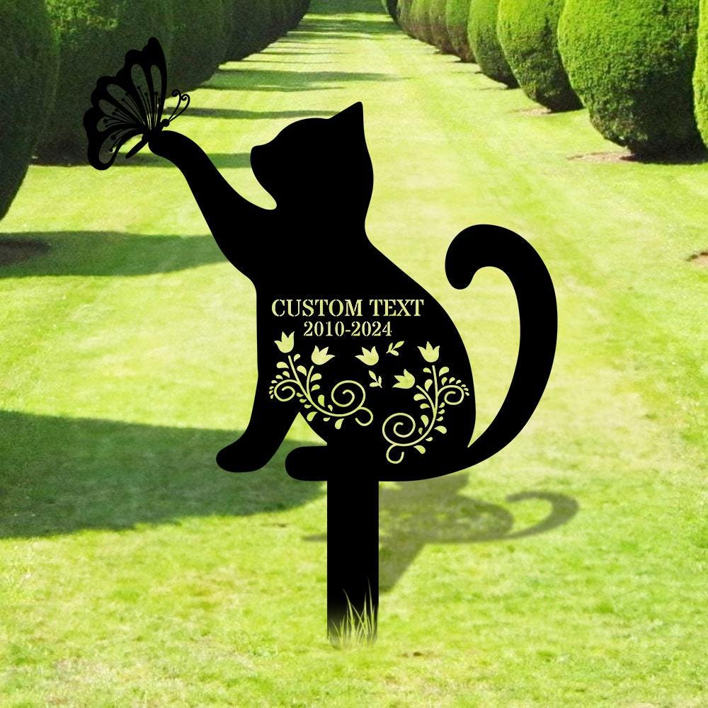 Custom Cat Breed Metal Sign, Cat Memorial Plaque, Cat Grave Marker, Personalized Cat Garden Sign, Pet Loss Gift, Remembrance Stake, Sympathy
