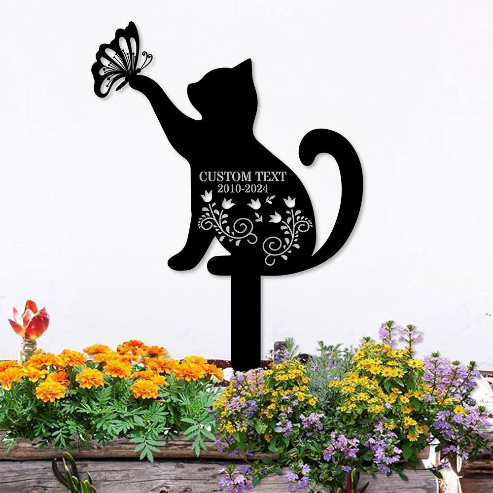 Custom Cat Breed Metal Sign, Cat Memorial Plaque, Cat Grave Marker, Personalized Cat Garden Sign, Pet Loss Gift, Remembrance Stake, Sympathy
