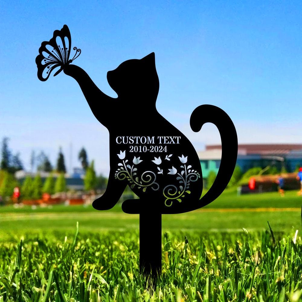 Custom Cat Breed Metal Sign, Cat Memorial Plaque, Cat Grave Marker, Personalized Cat Garden Sign, Pet Loss Gift, Remembrance Stake, Sympathy