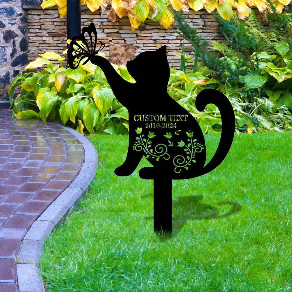 Custom Cat Breed Metal Sign, Cat Memorial Plaque, Cat Grave Marker, Personalized Cat Garden Sign, Pet Loss Gift, Remembrance Stake, Sympathy