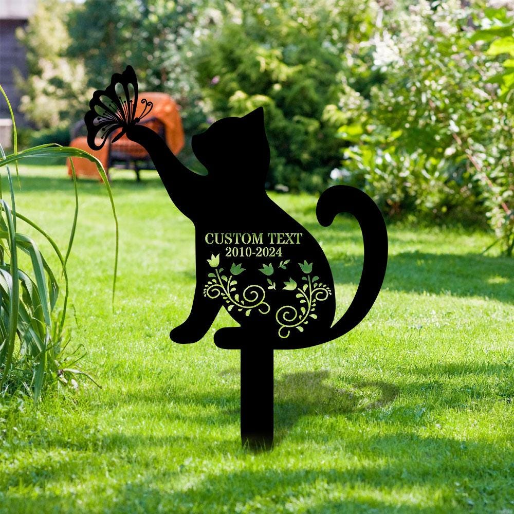 Custom Cat Breed Metal Sign, Cat Memorial Plaque, Cat Grave Marker, Personalized Cat Garden Sign, Pet Loss Gift, Remembrance Stake, Sympathy