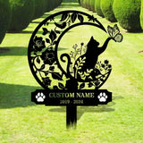 Custom Cat Breed Moon Metal Sign, Cat Memorial Plaque, Cat Grave Marker, Personalized Cat Garden Sign, Pet Loss Gift, Remembrance Stake