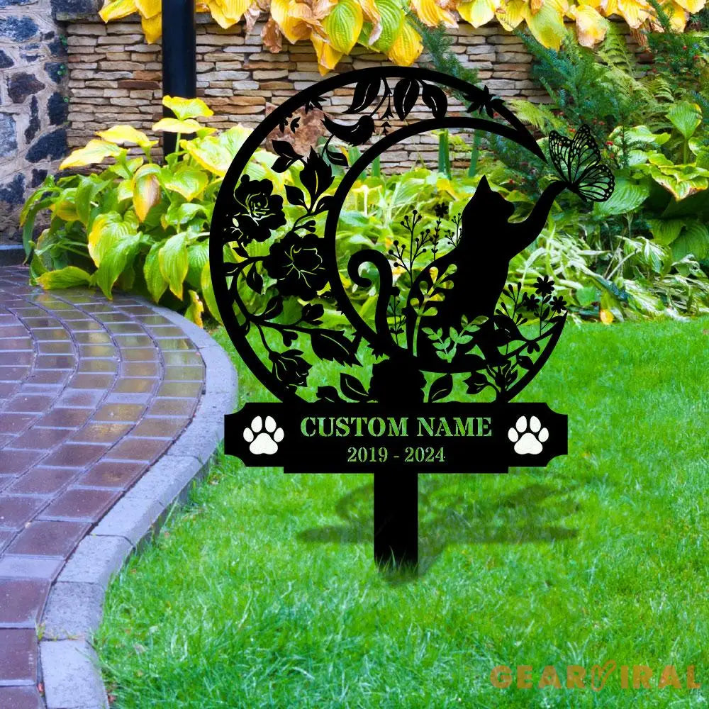 Custom Cat Breed Moon Metal Sign Cat Memorial Plaque Cat Grave Marker Personalized Cat Garden Sign Pet Loss Gift