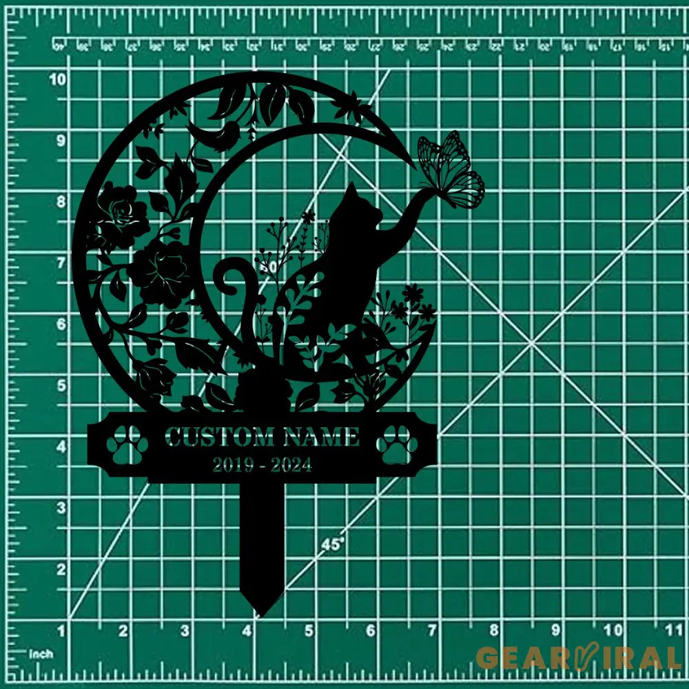 Custom Cat Breed Moon Metal Sign Cat Memorial Plaque Cat Grave Marker Personalized Cat Garden Sign Pet Loss Gift