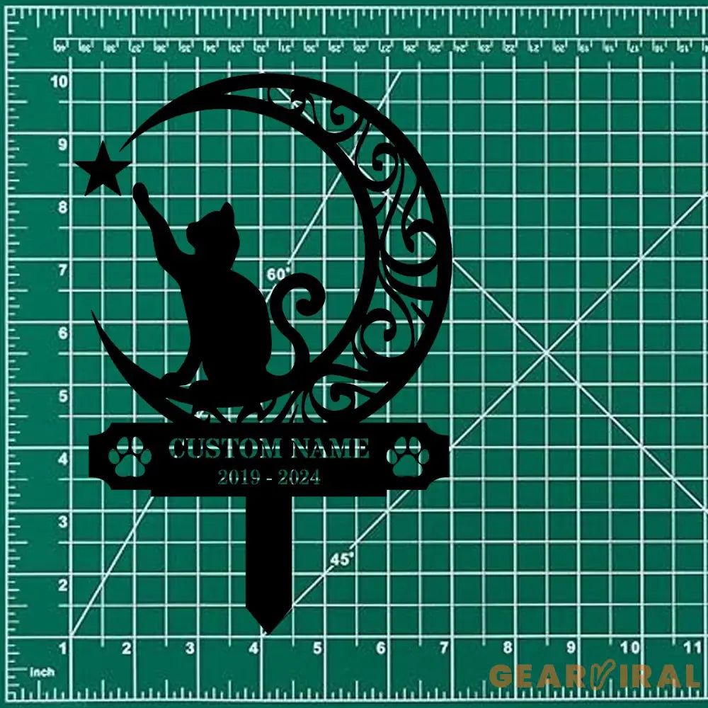 Custom Cat Breed Moon Metal Sign Cat Memorial Plaque Cat Grave Marker Personalized Cat Garden Sign Pet Loss Gift