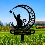 Custom Cat Breed Moon Metal Sign Cat Memorial Plaque Cat Grave Marker Personalized Cat Garden Sign Pet Loss Gift