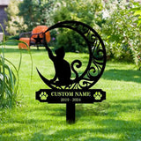 Custom Cat Breed Moon Metal Sign Cat Memorial Plaque Cat Grave Marker Personalized Cat Garden Sign Pet Loss Gift