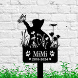Custom Cat Memorial Stake - Personalized Cat Name Stake - Cat Garden Decor - Metal Spring Cat with Butterfly & Flowers Grave Marker | GearViral
